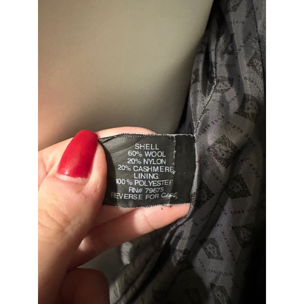 Anne Klein Gray Black Wool Blend Pea Coat Trench Petite 8 - Picture 5 of 13